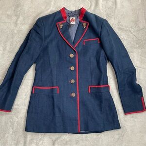 Original Lanz Blazer Jacket Womens Vintage Austria Blue Red Unique